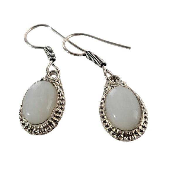 Elegant White Stone Sterling Silver Earrings - Classic Dangle Jewelry - Picture 1 of 6